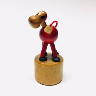 Fomlet Vintage Collapsible Wooden Cow Push Button Toy Made in Italy 5