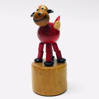Fomlet Vintage Collapsible Wooden Cow Push Button Toy Made in Italy 7