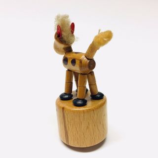 Fomlet Vintage Collapsible Wooden Spotted Horse Push Button Toy Made in Italy 4