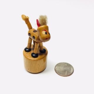 Fomlet Vintage Collapsible Wooden Spotted Horse Push Button Toy Made in Italy 6