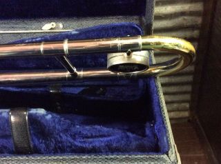 Vtg KING TEMPO MODEL NICKEL PLATED TROMBONE,  Mouthpiece & Case SN 494155 GREAT 11