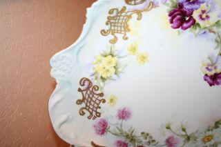 Stunning Large J Pouyat Limoges Pansies Porcelain Hand Painted Cabinet Plate 3