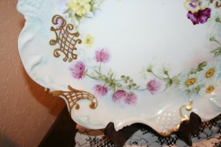 Stunning Large J Pouyat Limoges Pansies Porcelain Hand Painted Cabinet Plate 5