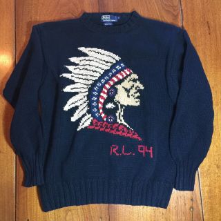 Vintage Polo Ralph Lauren Sweater 1994 Indian Chief Xl Extra Large Priority Mail