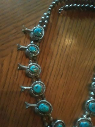 ANTIQUE squash blossom necklace BISBEE Turquoise Sterling 234 grams 26 