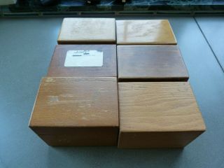 6 - Vintage Dovetailed Wood Recipe Boxs,  Index Card Style Files,  Farmhouse Decor