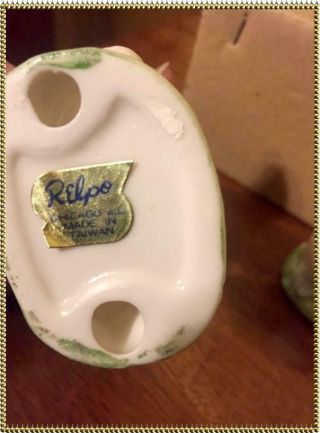 Vintage RELPO 4 Piece Set Porcelain Pixie Bunnies w/Box - Hard to Find 4