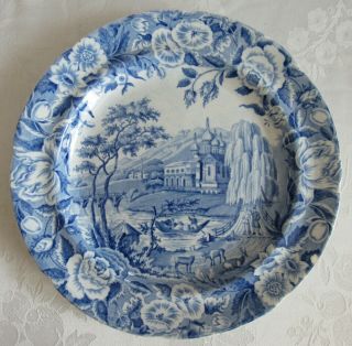 Antique Staffordshire Russian Orthodox Palace Blue Transferware 9 3/4 " Plate