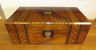 Writing Slope Antique Large Victorian Walnut And Parquetry.  1850 ' s 2