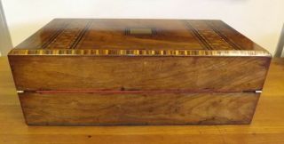 Writing Slope Antique Large Victorian Walnut And Parquetry.  1850 ' s 5