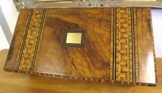 Writing Slope Antique Large Victorian Walnut And Parquetry.  1850 ' s 6
