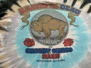 Rare VTG 1990 GRATEFUL DEAD Tie Dye T - SHIRT Buffalo Dead NY Indian Travis Scott 2