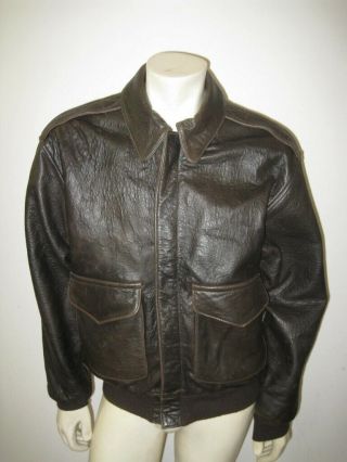 Vintage Avirex A - 2 Brown Leather Flight Jacket Usa Made Size Large