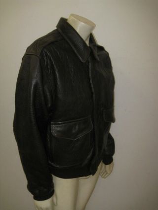 Vintage AVIREX A - 2 Brown Leather Flight Jacket USA MADE Size LARGE 3