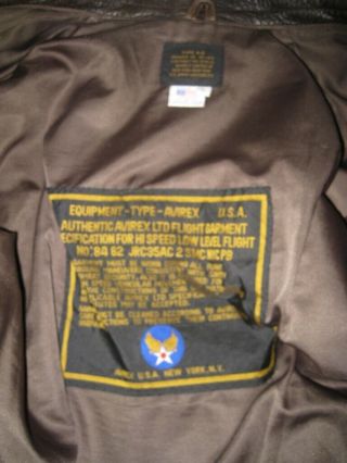 Vintage AVIREX A - 2 Brown Leather Flight Jacket USA MADE Size LARGE 8