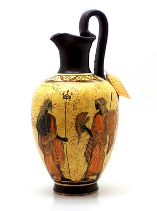 Ancient Greek Vase Pottery Vessel Pot Goddess Athena & God Poseidon 10.  43