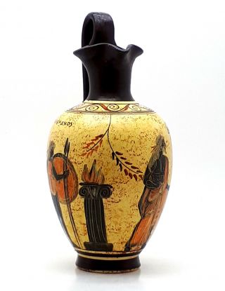 Ancient Greek Vase Pottery Vessel Pot Goddess Athena & God Poseidon 10.  43 4