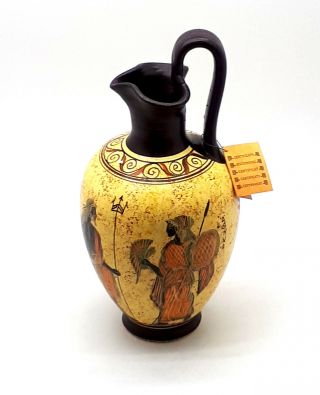 Ancient Greek Vase Pottery Vessel Pot Goddess Athena & God Poseidon 10.  43 5