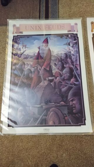 (ultra Rare) Vintage Unix Wizard Poster,  1986 By Gary Overacre