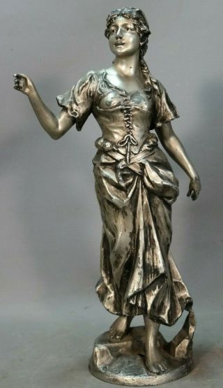 Ca.  1910 Antique German Art Nouveau Era Victorian Lady Sculpture Parlor Statue