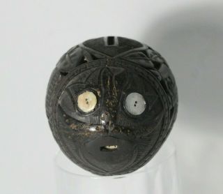 Antique 19thC Mexican Prison Folk Art Carved Coconut Shell Bank 2