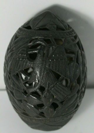 Antique 19thC Mexican Prison Folk Art Carved Coconut Shell Bank 3