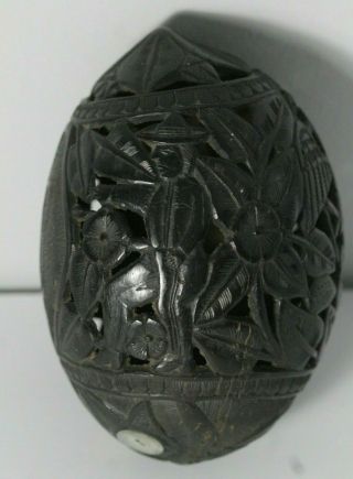 Antique 19thC Mexican Prison Folk Art Carved Coconut Shell Bank 6