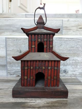 Vintage Oriental Pagoda Bird Feeder - Hand Crafted/ Wooden