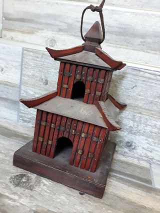 Vintage Oriental Pagoda Bird Feeder - hand crafted/ wooden 2
