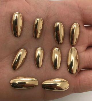 9ct Gold Rare Set Of Solid Gold False Finger Nails