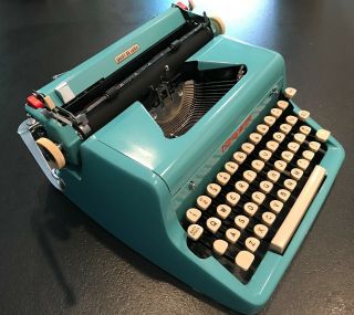 Vintage Royal Quiet Deluxe Portable Typewriter in Turquoise - & 3