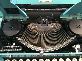 Vintage Royal Quiet Deluxe Portable Typewriter in Turquoise - & 5