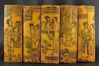 Old Antique Western Art Shunga Erotic Collectible Exquisite Bone Meal Book B01