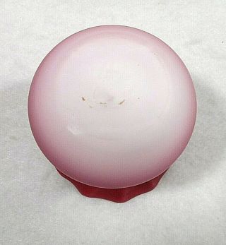 Vintage Hand Blown Cased Pink - Maroon Satin Glass Toothpick Holder w/Ruffled Edge 5