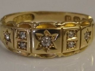 An Exquisite Antique Victorian 18ct Solid Gold Diamond Ring C1900 Size M
