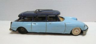 Bandai Vintage Tin Litho Friction Citroen Ds19 Toy Car Blue Made In Japan As - Is