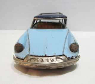 BANDAI VINTAGE TIN LITHO FRICTION CITROEN DS19 TOY CAR BLUE MADE IN JAPAN AS - IS 3