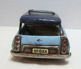 BANDAI VINTAGE TIN LITHO FRICTION CITROEN DS19 TOY CAR BLUE MADE IN JAPAN AS - IS 4