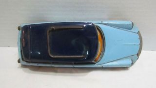 BANDAI VINTAGE TIN LITHO FRICTION CITROEN DS19 TOY CAR BLUE MADE IN JAPAN AS - IS 5