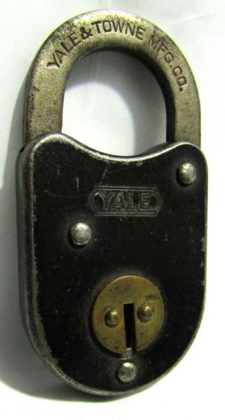 Old Vintage/antique Yale & Towne Black Iron Padlock - No Key