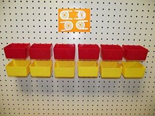 Yellow And Red Bins Pack Of 16 For Hole Peg Board Workbench Accessories Tool Kit