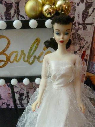 Vintage Barbie Ponytail 3 Gorgeous Brunette Blue Eye Shadow Wedding Gown