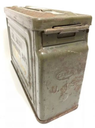 Vintage WW2 Canco 30 Cal M1 Ammo Ammunition Box Can Flaming Bomb Belted Army 40s 3
