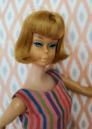 1966 VINTAGE TITIAN AMERICAN GIRL BARBIE DOLL WITH STAND SHOES & SWIMSUIT 2