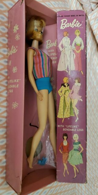 1966 VINTAGE TITIAN AMERICAN GIRL BARBIE DOLL WITH STAND SHOES & SWIMSUIT 7