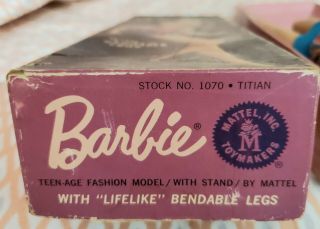 1966 VINTAGE TITIAN AMERICAN GIRL BARBIE DOLL WITH STAND SHOES & SWIMSUIT 9