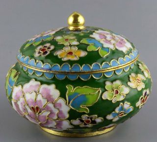 Collect China Antique Cloisonne Carved Bloomy Flower Delicate Noble Storage Jar