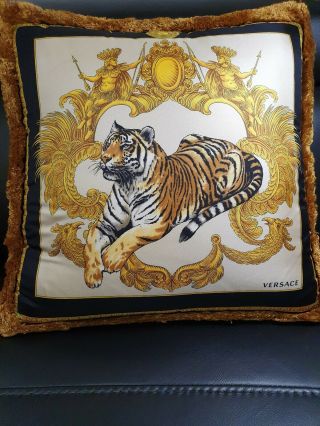 Versace Cushion Pillow Vintage Gianni Versace Tiger Home Signature Rare