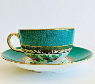 Tiffany & Co Royal Doulton Tea Cup And Saucer Green And Gold Made In England