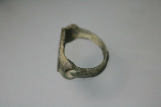 Ancient Interesting Roman Bronze Ring Goat 1st - 4th century AD 3